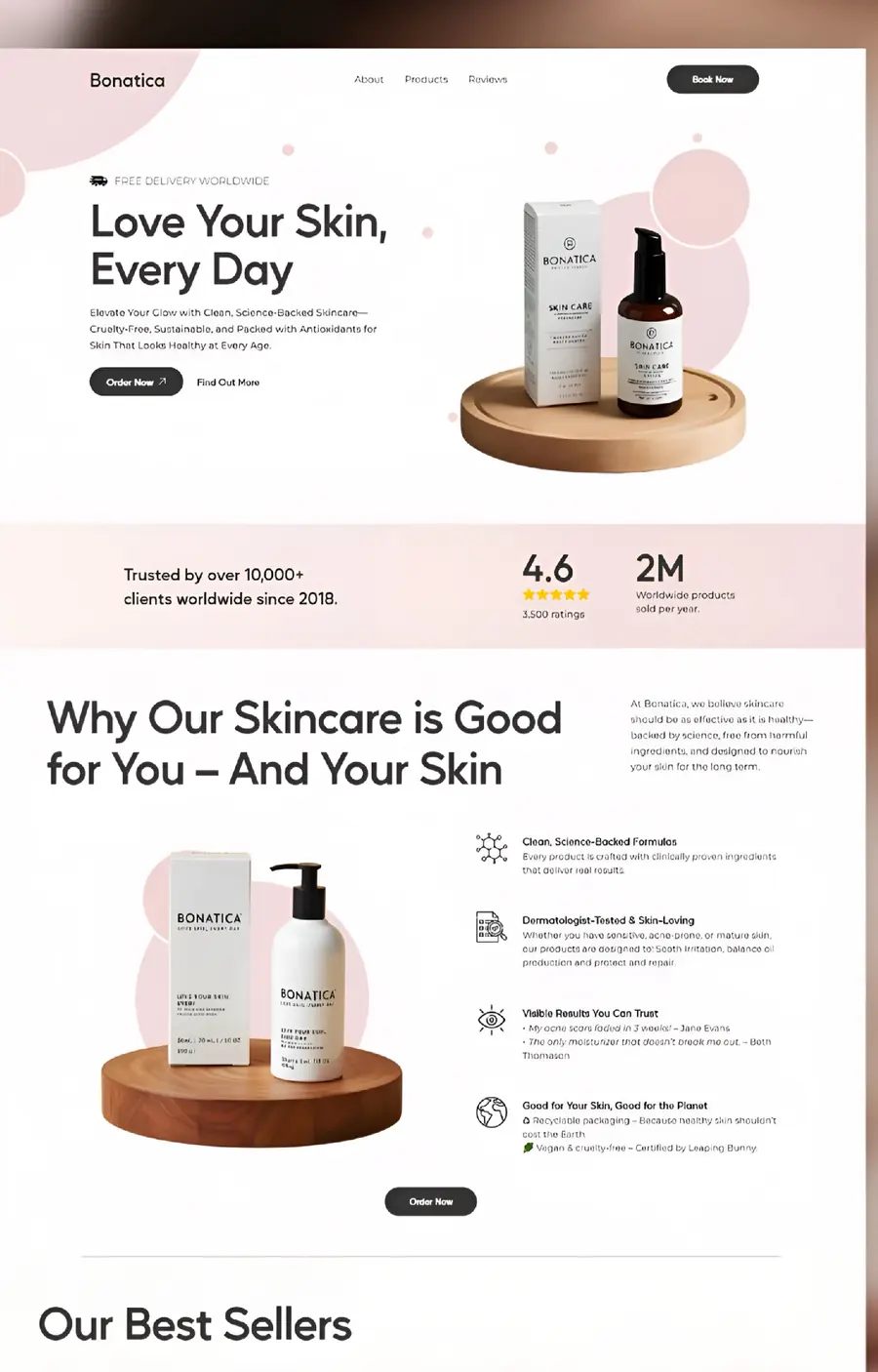 Bonatica — Skincare brand · Ecommerce landing