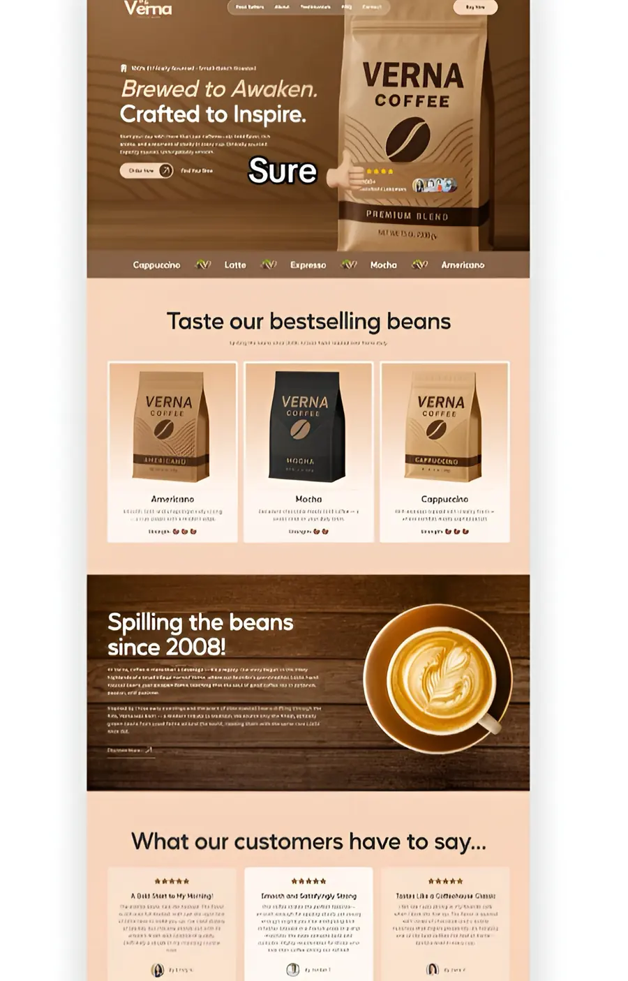 VERNA Coffee — Кавовий бренд · Ecommerce-лендинг